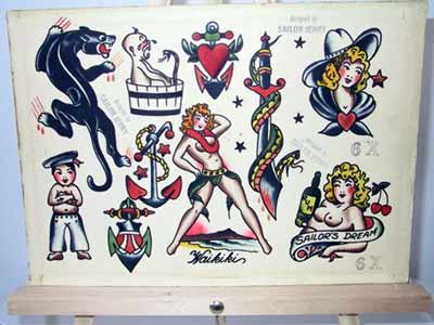 Sailor Jerry tattoo flash Sheet 6x
